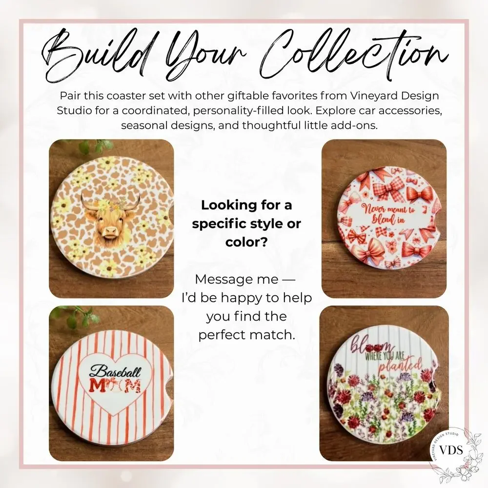 Funny Floral Car Coasters Set of 2 I’m Not Always Sarcastic Cute Car Accessory